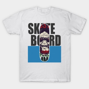 Cool Gorilla Skateboard Graphic Illustration T-Shirt